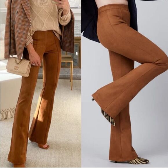 SPANX Faux Suede Flare Pants Rich Caramel Size XL - Picture 1 of 4